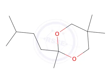 Chemical structure of 2,5,5-trimethyl-2-(3-methylbutyl)-1,3-dioxane