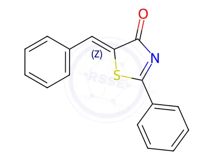 Chemical structure of (5Z)-2-phenyl-5-(phenylmethylene)-4(5H)-Thiazolone