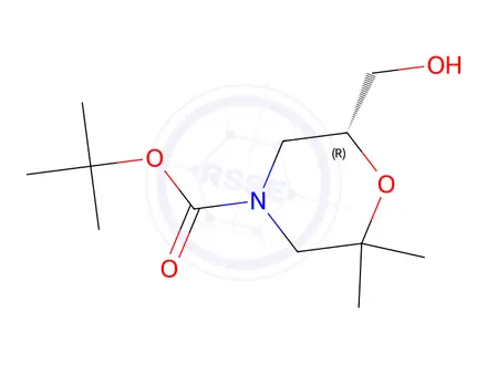 Chemical structure of (R)-tert-Butyl 6-(hydroxymethyl)-2,2-dimethylmorpholine-4-carboxylate