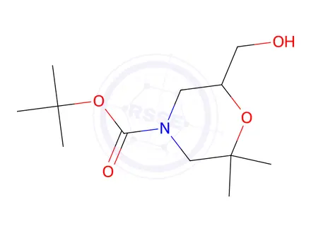 Chemical structure of tert-butyl 6-(hydroxymethyl)-2,2-dimethylmorpholine-4-carboxylate