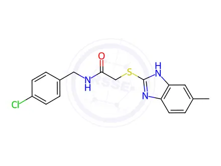 Chemical structure of N-(4-chlorobenzyl)-2-((6-methyl-1H-benzo[d]imidazol-2-yl)thio)acetamide