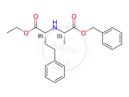 Chemical structure of (-)-N-(1-R-Ethoxycarbonxyl-3-phenylpropyl)-L-alanine Benzyl Ester