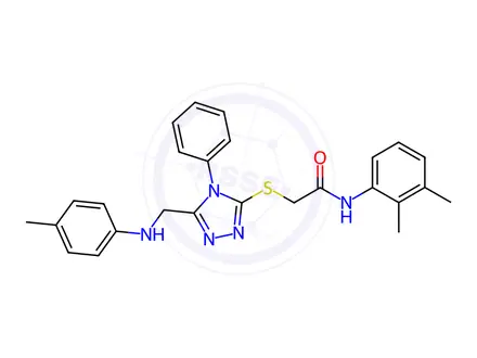 Chemical structure of N-(2,3-dimethylphenyl)-2-((4-phenyl-5-((p-tolylamino)methyl)-4H-1,2,4-triazol-3-yl)thio)acetamide