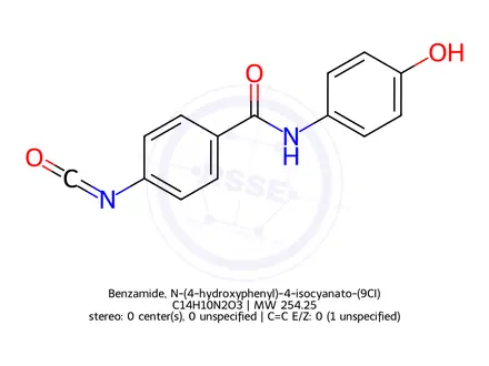 Chemical structure of Benzamide, N-(4-hydroxyphenyl)-4-isocyanato-(9CI)