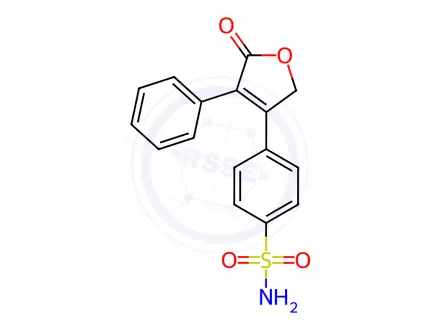 Chemical structure of 4-(5-Oxo-4-phenyl-2,5-dihydrofuran-3-yl)benzenesulfonamide