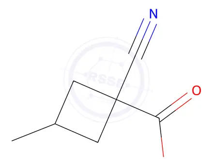 Chemical structure of methyl 1-cyano-3-methylcyclobutane-1-carboxylate