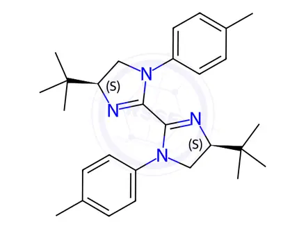 Chemical structure of (4S,4'S)-4,4'-Di-tert-butyl-1,1'-di-p-tolyl-4,4',5,5'-tetrahydro-1H,1'H-2,2'-biimidazole