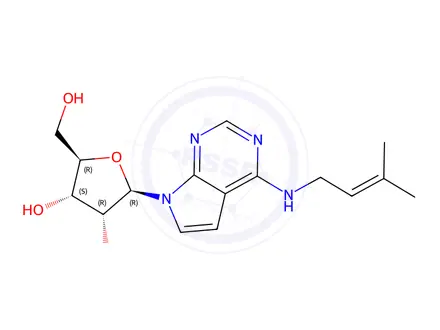 Chemical structure of N-(3-Methyl-2-butenyl)-7-β-D-ribofuranosyl-7H-pyrrolo[2,3-d]pyrimidin-4-amine