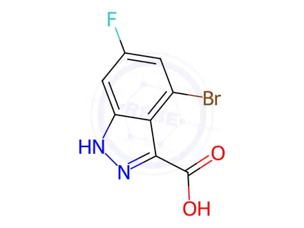 Chemical structure of 4-Bromo-6-fluoro-3-(1H)indazole carboxylic Acid