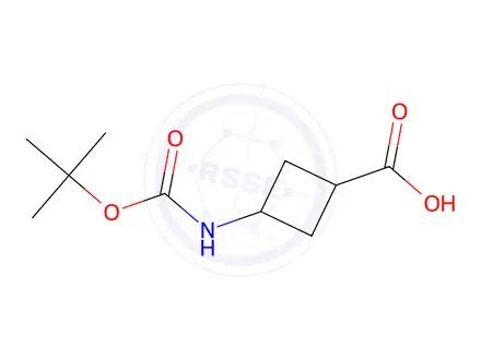Chemical structure of Trans-3-(Tert-Butoxycarbonylamino)Cyclobutanecarboxylic Acid