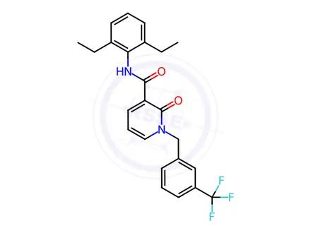 Chemical structure of N-(2,6-Diethylphenyl)-2-oxo-1-{[3-(trifluoromethyl)phenyl]methyl}-1,2-dihydropyridine-3-carboxamide