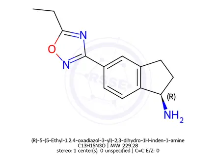 Chemical structure of (R)-5-(5-Ethyl-1,2,4-oxadiazol-3-yl)-2,3-dihydro-1H-inden-1-amine