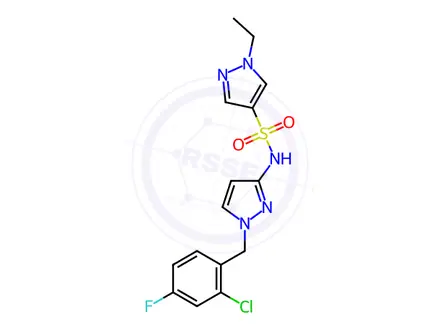 Chemical structure of N-[1-[(2-chloro-4-fluorophenyl)methyl]pyrazol-3-yl]-1-ethylpyrazole-4-sulfonamide