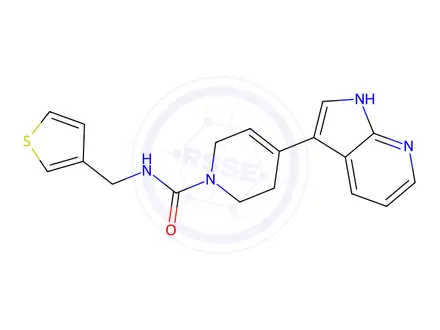 Chemical structure of 4-{1h-pyrrolo[2,3-b]pyridin-3-yl}-n-[(thiophen-3-yl)methyl]-1,2,3,6-tetrahydropyridine-1-carboxamide