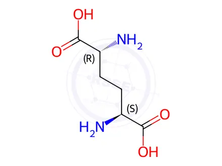 Chemical structure of (5R,2S)-2,5-Diaminoadipic acid 2HCl
