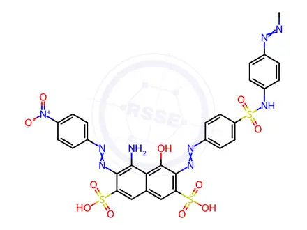 Chemical structure of 2,7-Naphthalenedisulfonic acid, 4-amino-6-4-4-(2,4-diaminophenyl)azophenylaminosulfonylphenylazo-5-hydroxy-3-(4-nitrophenyl)azo-, potassium sodium salt