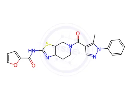 Chemical structure of N-(5-(5-Methyl-1-phenyl-1H-pyrazole-4-carbonyl)-4,5,6,7-tetrahydrothiazolo[5,4-c]pyridin-2-yl)furan-2-carboxamide