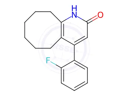 Chemical structure of Cycloocta[b]pyridin-2(1H)-one, 4-(2-fluorophenyl)-5,6,7,8,9,10-hexahydro-