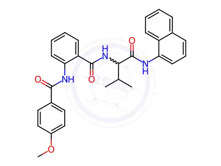Chemical structure of Benzamide, 2-[(4-methoxybenzoyl)amino]-N-[2-methyl-1-[(1-naphthalenylamino)carbonyl]propyl]-(9CI)
