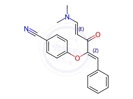 Chemical structure of 4-{[(1Z,4E)-5-(dimethylamino)-3-oxo-1-phenylpenta-1,4-dien-2-yl]oxy}benzonitrile