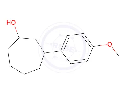 Chemical structure of 3-(4-methoxyphenyl)cycloheptan-1-ol