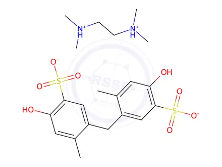 Chemical structure of N,N,N',N'-dimethylethylenediammonium 3,3'-methylenebis[6-hydroxy-4-methylbenzenesulphonate]