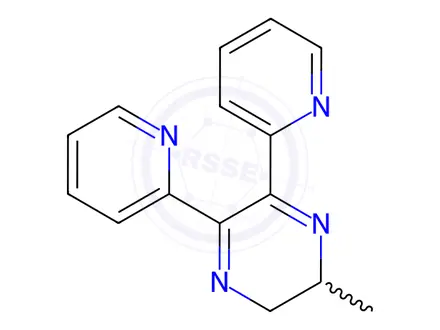 Chemical structure of 2-Methyl-5,6-di(pyridin-2-yl)-2,3-dihydropyrazine