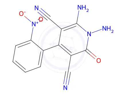 Chemical structure of 1,6-Diamino-4-(2-nitrophenyl)-2-oxo-1,2-dihydropyridine-3,5-dicarbonitrile