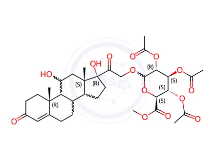 Chemical structure of Cortisol 21-Beta-D-Glucuronide Methyl Ester 2,3,5-Triacetate
