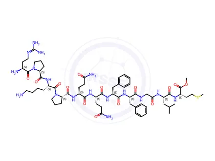 Chemical structure of Methyl L-arginyl-L-prolyl-L-lysyl-L-prolyl-L-glutaminyl-L-glutaminyl-L-phenylalanyl-L-phenylalanylglycyl-L-leucyl-L-methioninate