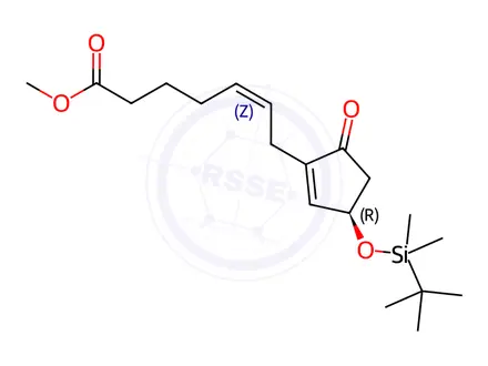 Chemical structure of (R,Z)-Methyl 7-(3-((tert-butyldimethylsilyl)-oxy)-5-oxocyclopent-1-en-1-yl)hept-5-enoate