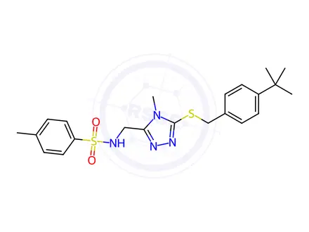 Chemical structure of N-[(5-{[(4-tert-butylphenyl)methyl]sulfanyl}-4-methyl-4H-1,2,4-triazol-3-yl)methyl]-4-methylbenzene-1-sulfonamide