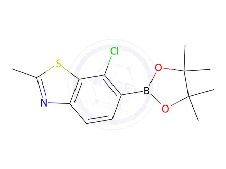 Chemical structure of 7-Chloro-2-methyl-6-(4,4,5,5-tetramethyl-1,3,2-dioxaborolan-2-yl)benzo[d]thiazole