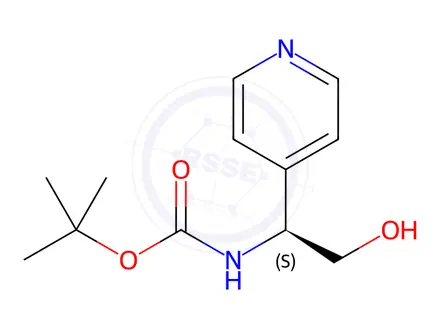 Chemical structure of (S)-tert-butyl (2-hydroxy-1-(pyridin-4-yl)ethyl)carbamate