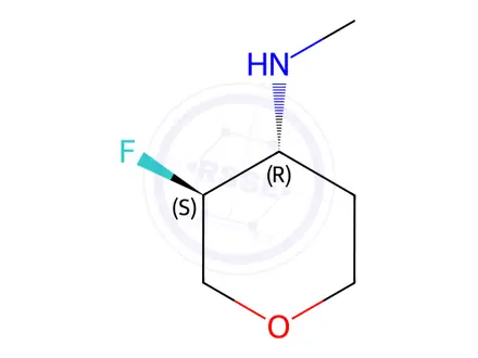 Chemical structure of (3S,4R)-3-fluoro-N-methyltetrahydro-2H-pyran-4-amine