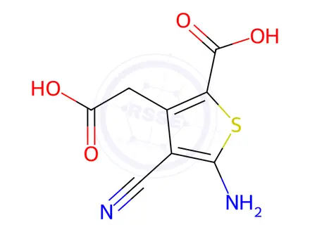 Chemical structure of 5-Amino-2-carboxy-4-cyano-3-thiopheneacetic Acid
