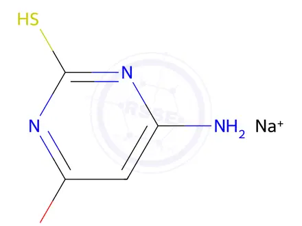 Chemical structure of sodium 6-amino-2-mercaptopyrimidin-4-olate