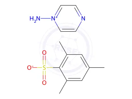 Chemical structure of 1-Aminopyrazin-1-ium 2,4,6-trimethylbenzenesulfonate