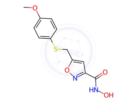 Chemical structure of N-Hydroxy-5-(((4-methoxyphenyl)thio)methyl)isoxazole-3-carboxamide