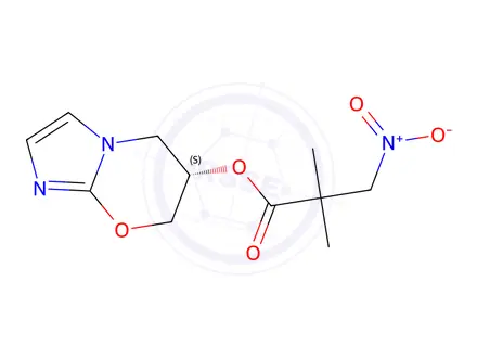 Chemical structure of (S)-6,7-Dihydro-5H-imidazo[2,1-b][1,3]oxazin-6-yl 2,2-dimethyl-3-nitropropanoate