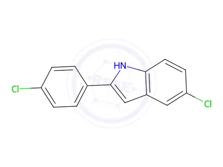 Chemical structure of 5-Chloro-2-(4-chlorophenyl)-1H-indole