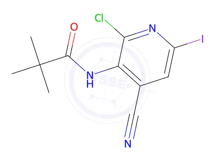 Chemical structure of N-(2-Chloro-4-cyano-6-iodopyridin-3-yl)pivalamide