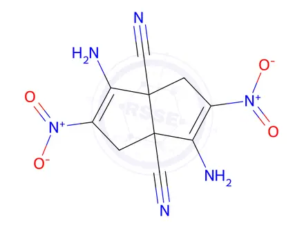 Chemical structure of 3,6-diamino-2,5-dinitro-1,3a,4,6a-tetrahydropentalene-3a,6a-dicarbonitrile