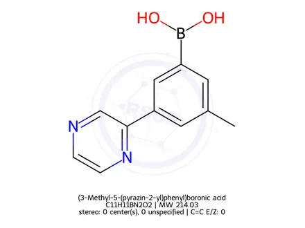 Chemical structure of (3-Methyl-5-(pyrazin-2-yl)phenyl)boronic acid