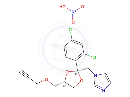 Chemical structure of cis-(±)-1-[[2-(2,4-dichlorophenyl)-4-[(prop-2-ynyloxy)methyl]-1,3-dioxolan-2-yl]methyl]-1H-imidazolium nitrate