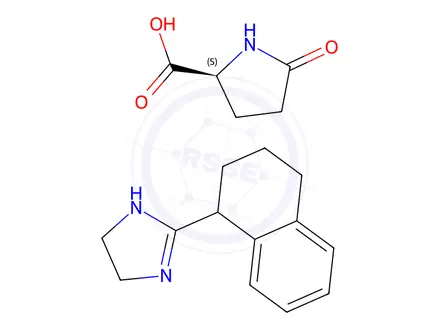 Chemical structure of 5-oxo-L-proline, compound with 4,5-dihydro-2-(1,2,3,4-tetrahydro-1-naphthyl)-1H-imidazole (1:1)