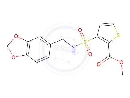 Chemical structure of Methyl 3-{[(1,3-benzodioxol-5-ylmethyl)amino]sulfonyl}thiophene-2-carboxylate