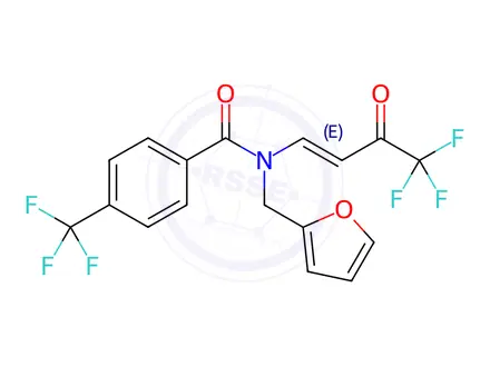 Chemical structure of N-(2-Furylmethyl)-N-(4,4,4-trifluoro-3-oxobut-1-enyl)-4-(trifluoromethyl)benzamide