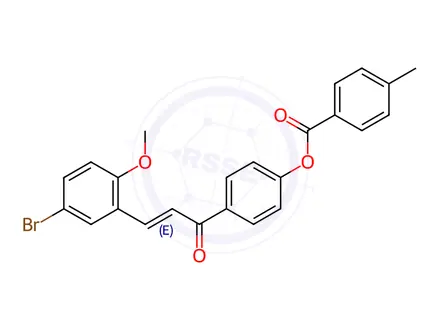 Chemical structure of 4-[(2E)-3-(5-Bromo-2-methoxyphenyl)prop-2-enoyl]phenyl 4-methylbenzoate
