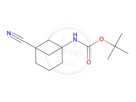 Chemical structure of Tert-butyl (5-cyanobicyclo[3.1.1]Heptan-1-yl)carbamate